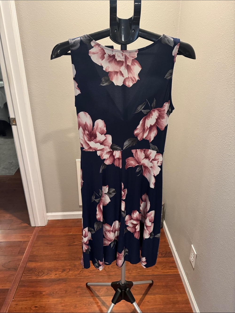 Kaileigh Navy Midi Dress with Pink Floral Print - Picture 8 of 9